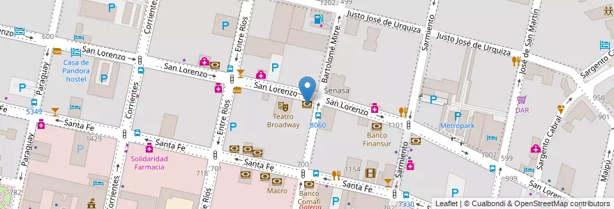Mapa de ubicacion de Banco Coinag en アルゼンチン, サンタフェ州, Departamento Rosario, Municipio De Rosario, ロサリオ.