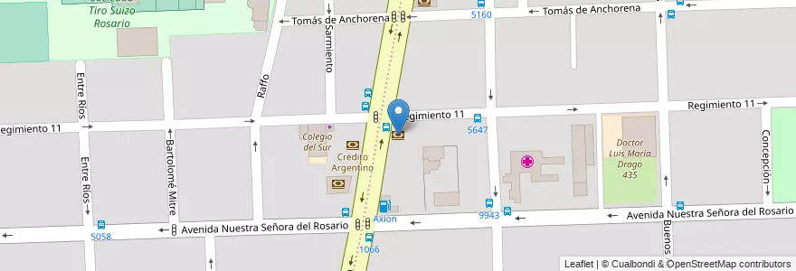 Mapa de ubicacion de Banco Columbia en 아르헨티나, Santa Fe, Departamento Rosario, Municipio De Rosario, 로사리오.