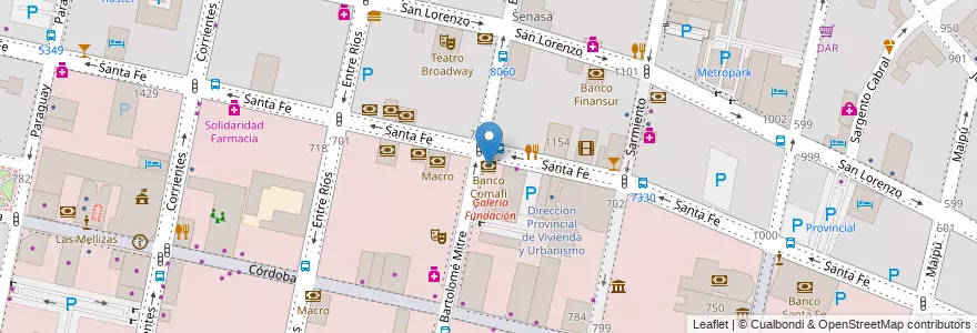 Mapa de ubicacion de Banco Comafi en Argentina, Santa Fe, Departamento Rosario, Municipio De Rosario, Rosário.