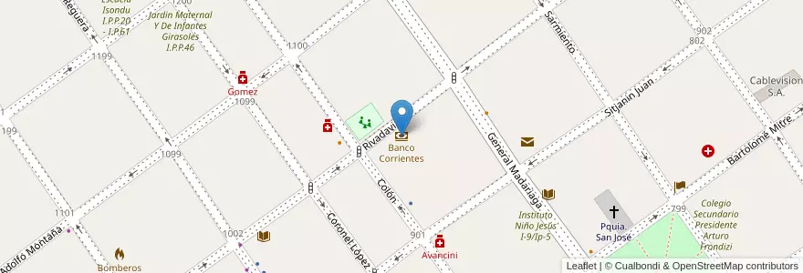 Mapa de ubicacion de Banco Corrientes en Argentinien, Corrientes, Departamento Paso De Los Libres, Municipio De Paso De Los Libres.