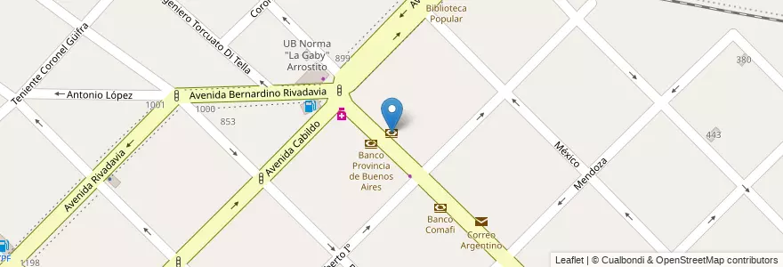 Mapa de ubicacion de Banco Credicoop en アルゼンチン, ブエノスアイレス州, Partido De Avellaneda, Piñeyro.