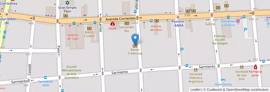 Mapa de ubicacion de Banco Credicoop, Balvanera en アルゼンチン, Ciudad Autónoma De Buenos Aires, Comuna 3, ブエノスアイレス.