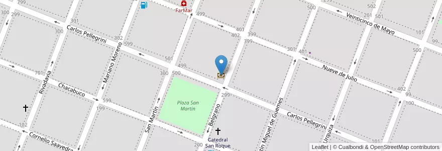Mapa de ubicacion de Banco de Chaco en アルゼンチン, チャコ州, Departamento Comandante Fernández, Municipio De Presidencia Roque Sáenz Peña, Presidencia Roque Sáenz Peña.