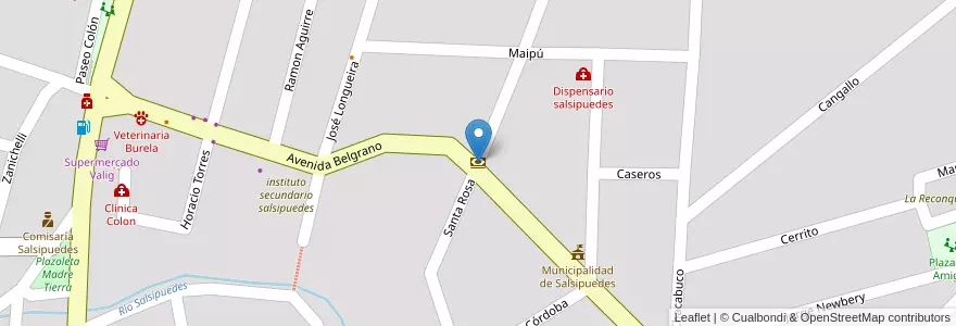 Mapa de ubicacion de Banco de Córdoba en Arjantin, Córdoba, Departamento Colón, Pedanía Río Ceballos, Municipio De Salsipuedes, Salsipuedes.