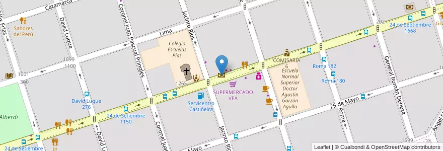 Mapa de ubicacion de Banco de Córdoba en アルゼンチン, コルドバ州, Departamento Capital, Pedanía Capital, Córdoba, Municipio De Córdoba.
