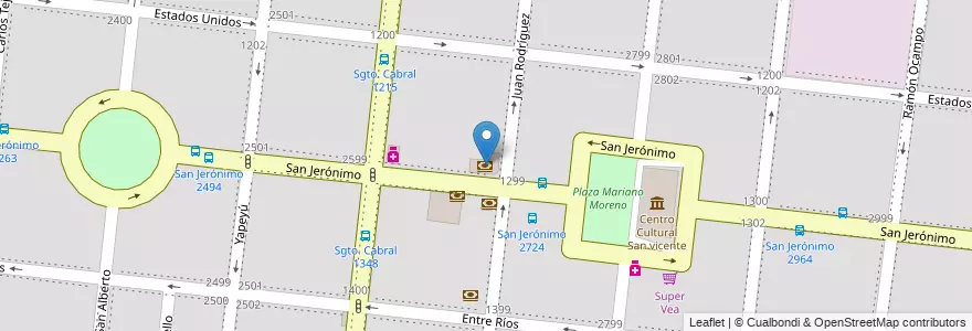 Mapa de ubicacion de Banco de Cordoba en Argentinië, Córdoba, Departamento Capital, Pedanía Capital, Córdoba, Municipio De Córdoba.