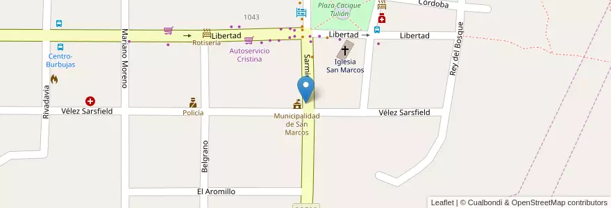 Mapa de ubicacion de Banco de Cordoba / Cajero en Argentina, Córdoba, Departamento Cruz Del Eje, Pedanía San Marcos, San Marcos Sierras, San Marcos Sierra.