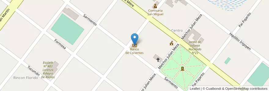 Mapa de ubicacion de Banco de Corientes en Аргентина, Корриентес, Departamento San Miguel, Municipio De San Miguel.