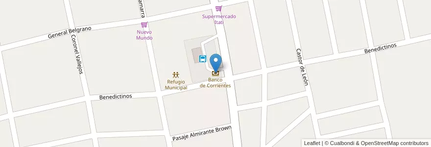 Mapa de ubicacion de Banco de Corrientes en Arjantin, Corrientes, Departamento Itatí, Municipio De Itatí.