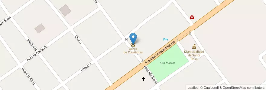 Mapa de ubicacion de Banco de Corrientes en Arjantin, Corrientes, Departamento Concepción, Municipio De Santa Rosa.