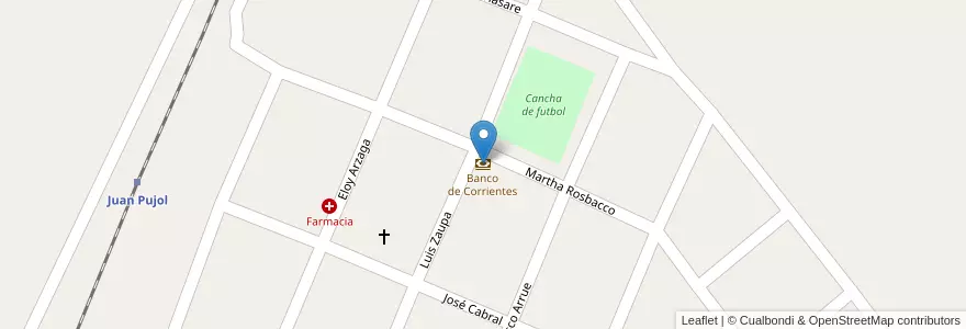 Mapa de ubicacion de Banco de Corrientes en アルゼンチン, コリエンテス州, Departamento Monte Caseros, Municipio De Juan Pujol.