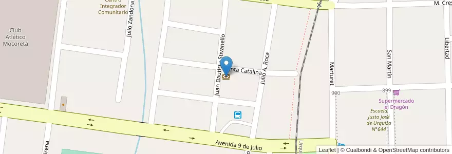 Mapa de ubicacion de Banco de Corrientes en Аргентина, Корриентес, Departamento Monte Caseros, Municipio De Mocoretá.