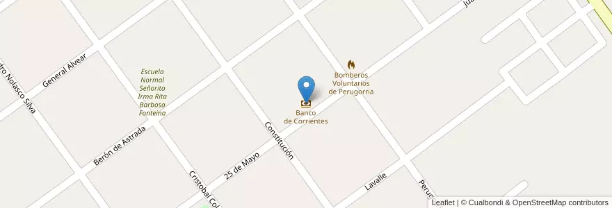 Mapa de ubicacion de Banco de Corrientes en آرژانتین, Corrientes, Departamento Curuzú Cuatiá, Municipio De Perugorría.