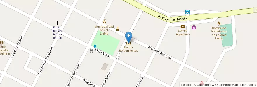 Mapa de ubicacion de Banco de Corrientes en Argentina, Corrientes, Municipio De Colonia Liebig's.