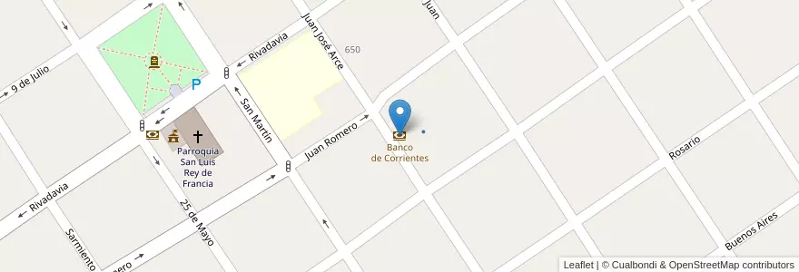 Mapa de ubicacion de Banco de Corrientes en Arjantin, Corrientes, Departamento San Luis Del Palmar, Municipio De San Luis Del Palmar.