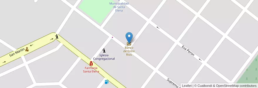 Mapa de ubicacion de Banco de Entre Ríos en Argentina, Provincia Di Entre Ríos, Departamento La Paz, Distrito Feliciano, Santa Elena, Santa Elena.