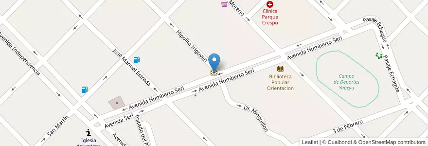 Mapa de ubicacion de Banco de Entre Ríos en 아르헨티나, 엔트레리오스주, Departamento Paraná, Distrito Espinillo, Crespo.