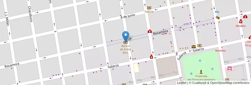 Mapa de ubicacion de Banco de Entre Ríos en Аргентина, Междуречье, Departamento Uruguay, Distrito Molino, Concepción Del Uruguay.