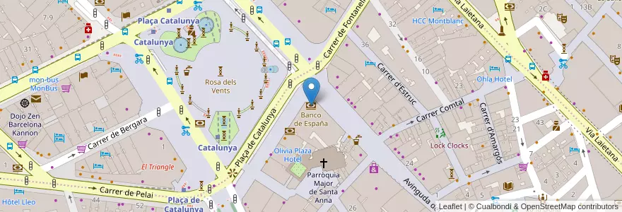 Mapa de ubicacion de Banco de España en إسبانيا, كتالونيا, برشلونة, بارسلونس, Barcelona.