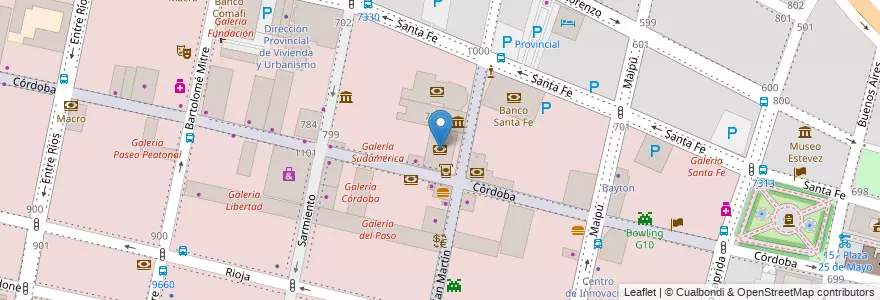 Mapa de ubicacion de Banco de la Nación Argentina en Argentina, Santa Fe, Departamento Rosario, Municipio De Rosario, Rosário.