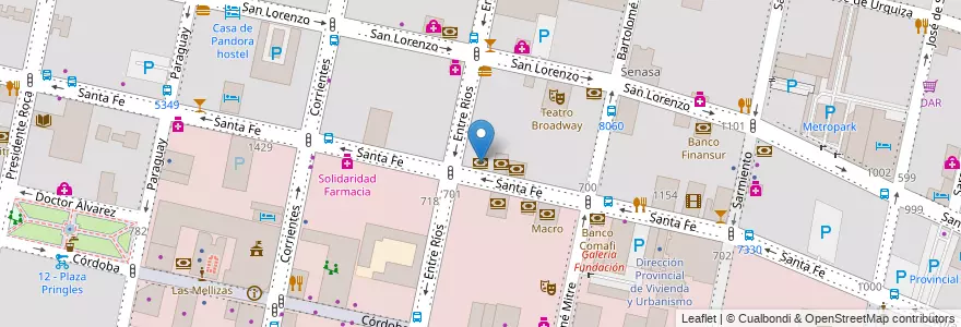 Mapa de ubicacion de Banco de la Nación Argentina en Argentinien, Santa Fe, Departamento Rosario, Municipio De Rosario, Rosario.