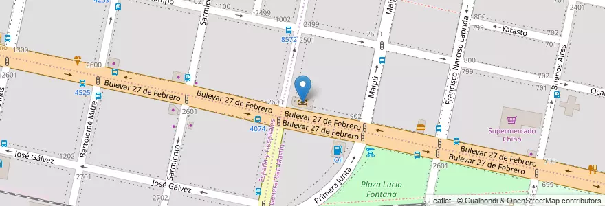 Mapa de ubicacion de Banco de la Nación Argentina en الأرجنتين, سانتا في, Departamento Rosario, Municipio De Rosario, روساريو.