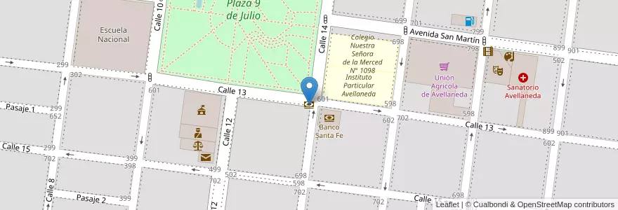 Mapa de ubicacion de Banco de la Nacion Argentina en Arjantin, Santa Fe, Departamento General Obligado, Municipio De Avellaneda.