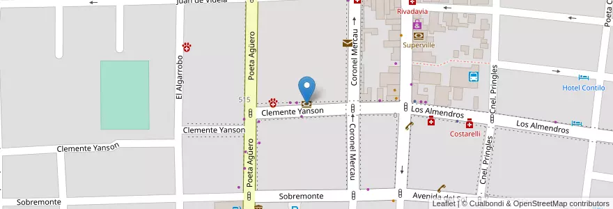 Mapa de ubicacion de Banco de la Nación Argentina en الأرجنتين, San Luis, Junín, Municipio De Merlo, Villa De Merlo.