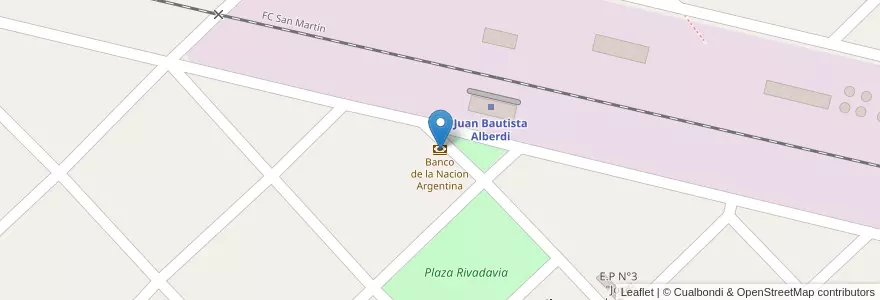 Mapa de ubicacion de Banco de la Nacion Argentina en アルゼンチン, ブエノスアイレス州, Partido De Leandro N. Alem.