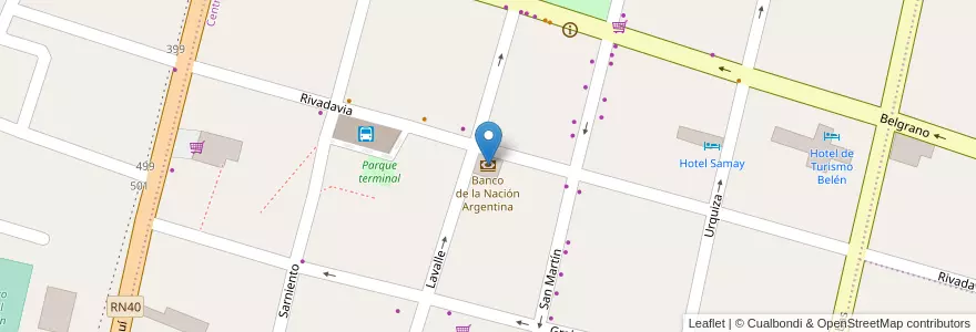 Mapa de ubicacion de Banco de la Nación Argentina en Argentinien, Catamarca, Departamento Belén, Municipio De Belén, Belén.