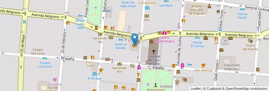 Mapa de ubicacion de Banco de la Nación Argentina en Аргентина, Сальта, Capital, Municipio De Salta, Salta.