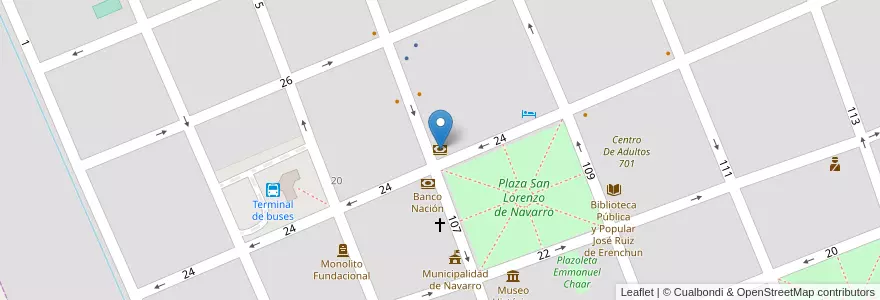 Mapa de ubicacion de Banco de la Provincia de Buenos Aires en Argentinië, Buenos Aires, Partido De Navarro, Navarro.