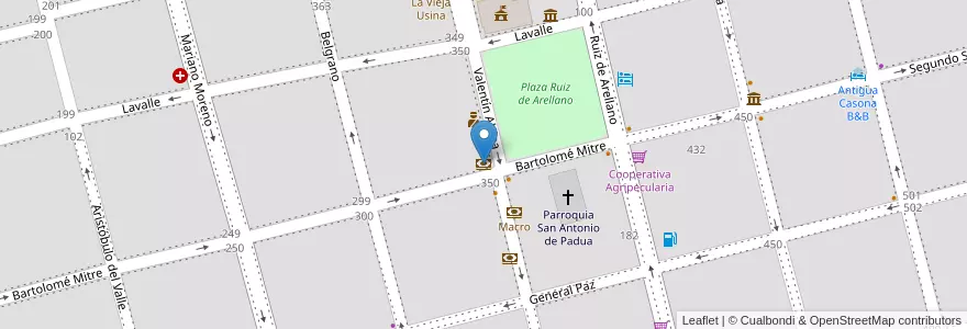 Mapa de ubicacion de Banco de la Provincia de Buenos Aires en 아르헨티나, 부에노스아이레스주, Partido De San Antonio De Areco, San Antonio De Areco.