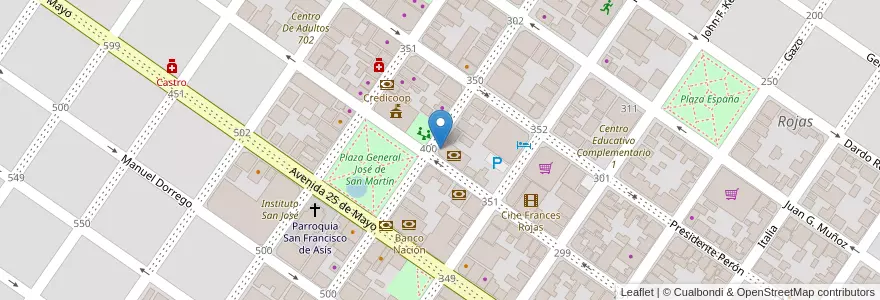 Mapa de ubicacion de Banco de la Provincia de Buenos Aires en アルゼンチン, ブエノスアイレス州, Partido De Rojas, Rojas.