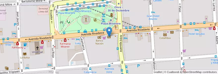 Mapa de ubicacion de Banco de la Provincia de Buenos Aires, Balvanera en آرژانتین, Ciudad Autónoma De Buenos Aires, Comuna 3, Buenos Aires.