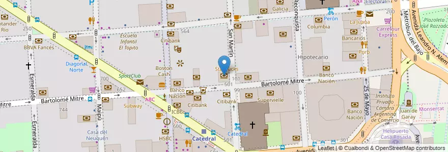 Mapa de ubicacion de Banco de la Provincia de Buenos Aires - Edificio Esquina, San Nicolas en آرژانتین, Ciudad Autónoma De Buenos Aires, Comuna 1, Buenos Aires.