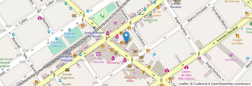 Mapa de ubicacion de Banco de la Provincia de Buenos Aires, Villa Urquiza en Аргентина, Буэнос-Айрес, Comuna 12, Буэнос-Айрес.