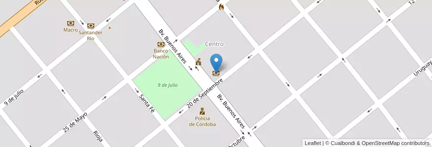 Mapa de ubicacion de Banco de la Provincia de Córdoba en Argentine, Córdoba, Departamento Juárez Celman, Pedanía Carnerillo, Municipio De General Cabrera, General Cabrera.