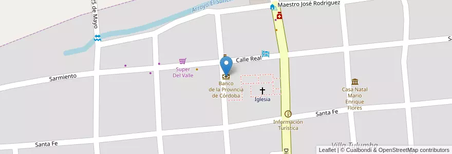 Mapa de ubicacion de Banco de la Provincia de Córdoba en Argentina, Córdoba, Departamento Tulumba, Pedanía Parroquia, Municipio De Villa Tulumba, Villa Tulumba.