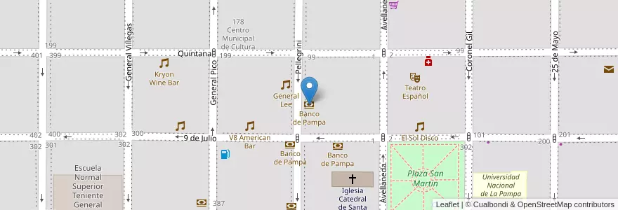 Mapa de ubicacion de Banco de Pampa en Argentinië, La Pampa, Municipio De Santa Rosa, Departamento Capital, Santa Rosa.
