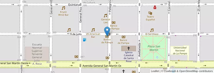 Mapa de ubicacion de Banco de Pampa en آرژانتین, La Pampa, Municipio De Santa Rosa, Departamento Capital, Santa Rosa.