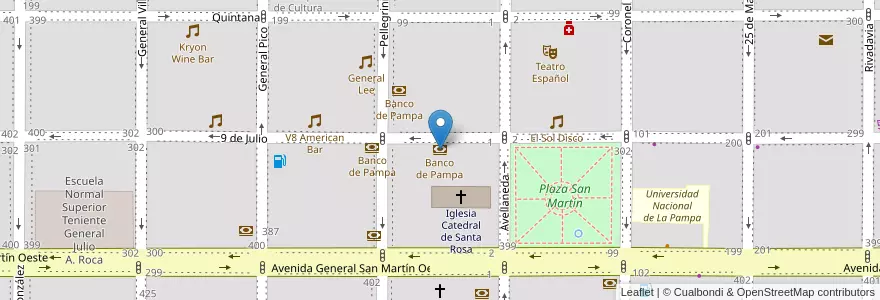 Mapa de ubicacion de Banco de Pampa en Arjantin, La Pampa, Municipio De Santa Rosa, Departamento Capital, Santa Rosa.