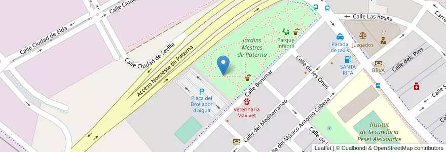 Mapa de ubicacion de Banco de parque en İspanya, Comunitat Valenciana, València / Valencia, L'Horta Oest, Paterna.