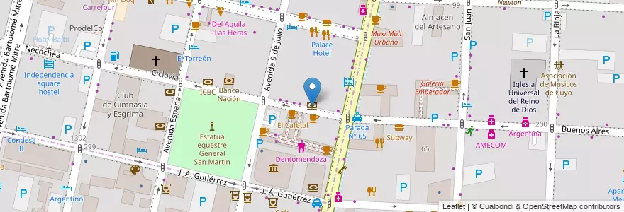 Mapa de ubicacion de Banco de San Juan en 아르헨티나, 칠레, Mendoza, Departamento Capital, Ciudad De Mendoza.
