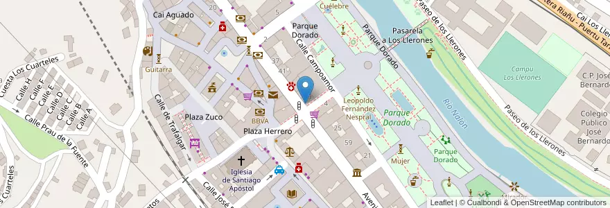 Mapa de ubicacion de Banco de Santander en إسبانيا, أستورياس, أستورياس, Llangréu/Langreo.