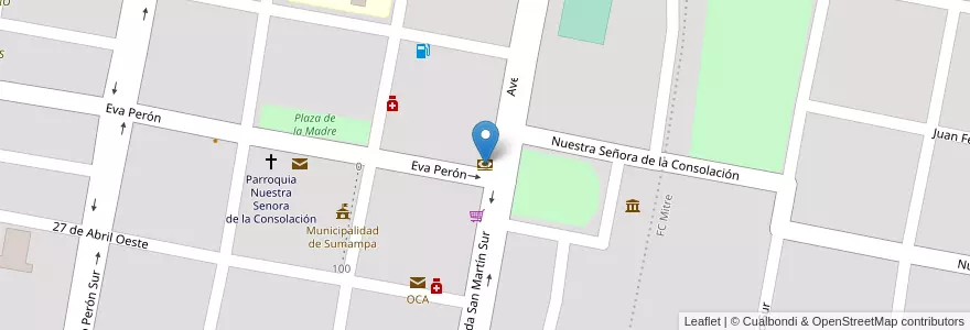 Mapa de ubicacion de Banco de Santiago del Estero en 아르헨티나, Santiago Del Estero, Departamento Quebrachos, Sumampa.