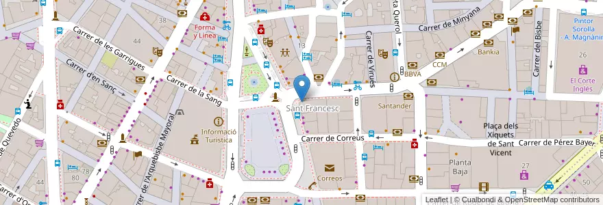 Mapa de ubicacion de Banco de Valencia en 스페인, Comunitat Valenciana, València / Valencia, Comarca De València, València.