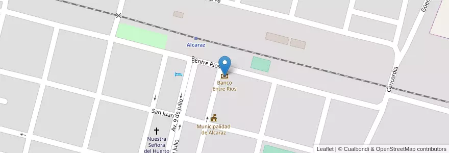 Mapa de ubicacion de Banco Entre Ríos en 阿根廷, 恩特雷里奥斯省, Departamento La Paz, Distrito Alcaraz Segundo, Alcaraz, Alcaraz.