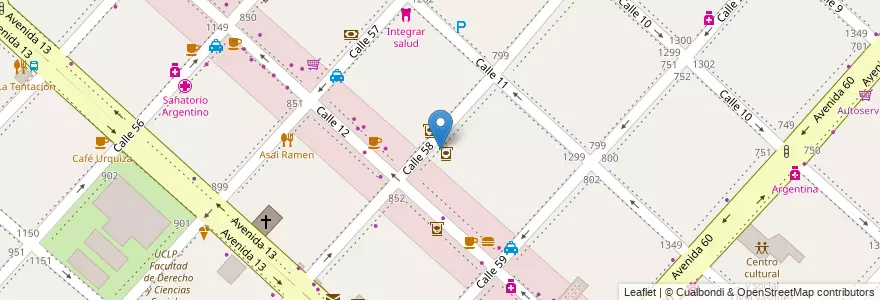 Mapa de ubicacion de Banco Finansur, Casco Urbano en Argentina, Buenos Aires, Partido De La Plata, La Plata.