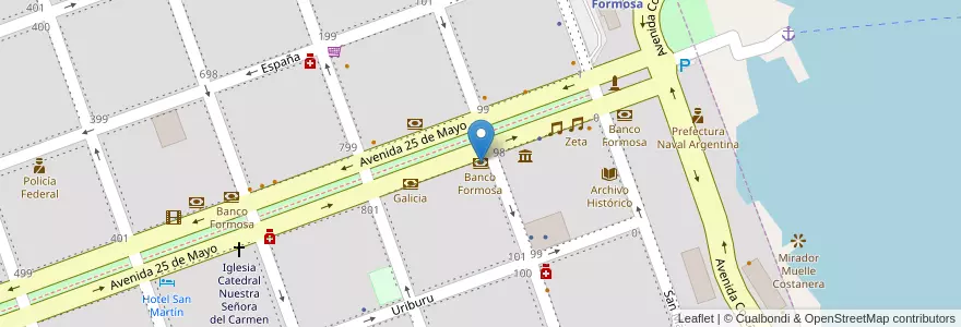 Mapa de ubicacion de Banco Formosa en الأرجنتين, Formosa, Departamento Formosa, Municipio De Formosa, Formosa.